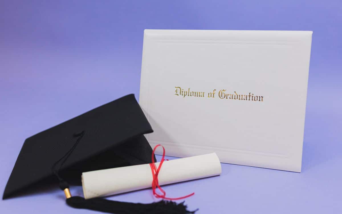 mortar board and diploma